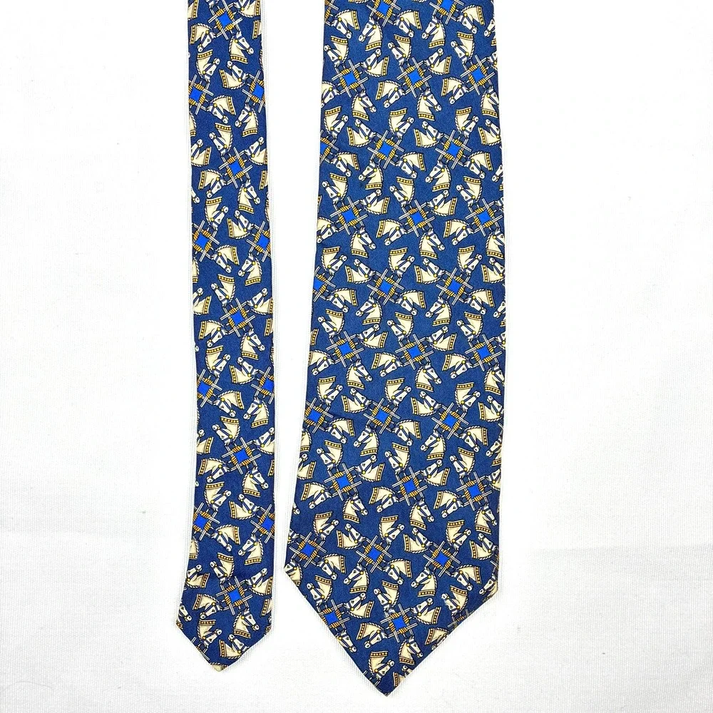 VTG Brooks Brothers Silk Tie Horse Equestrian USA 58 x 3.75